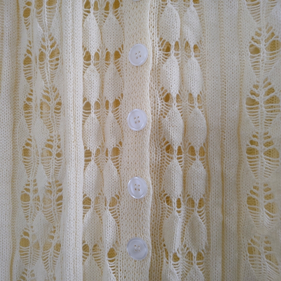 Vintage Style Women's Cream Open Knit Lace Button Front Maxi Dress Fits M/L - Picture 5 of 16